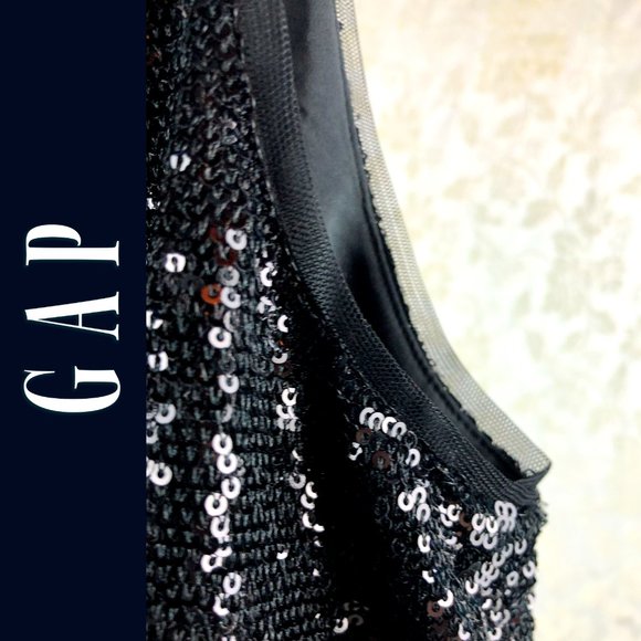 GAP slinky sequins black sheer edged classy tank top Sm - Picture 4 of 4